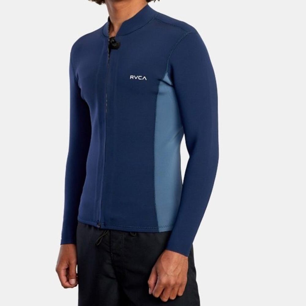 RVCA Neoprene Wetsuit Jacket Mens‎ Front Zip 2mm Surf Shirt Rashguard Navy Small